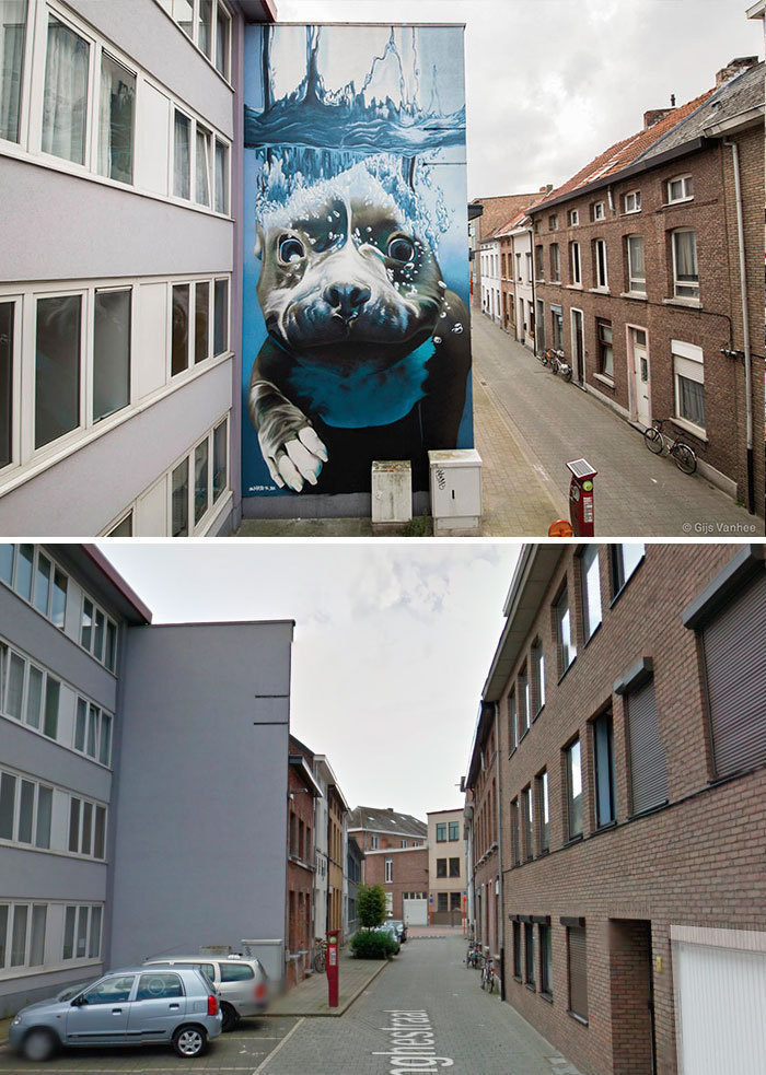 Diving Dog Mural, Mechelen, Belgium